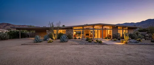 Mid-Century Modern Desert Home at Twilight