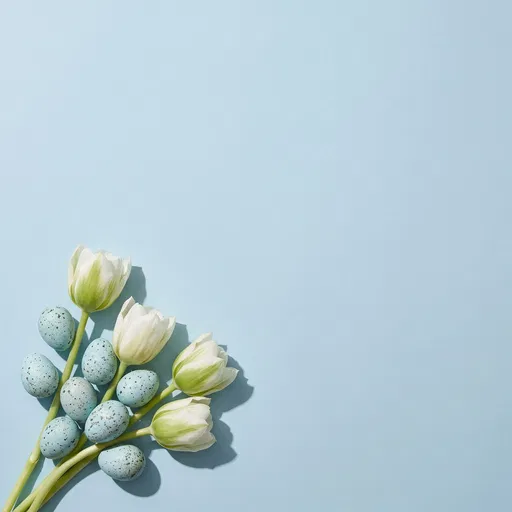 White Tulips and Speckled Easter Eggs