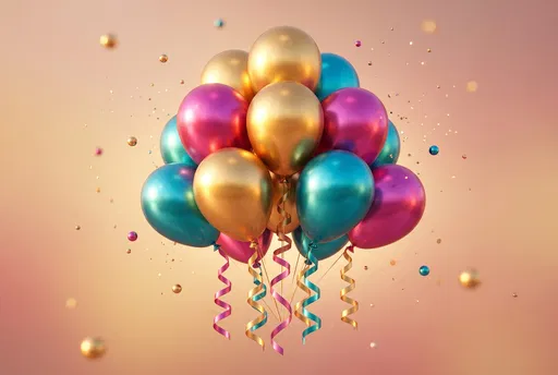 Metallic Party Balloons 3D Render