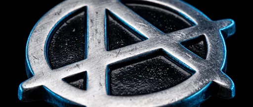 Brushed Silver Anarchy Symbol Close-Up