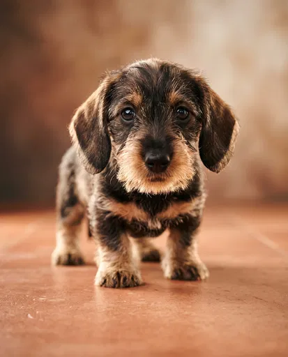 Wirehaired Dachshund Puppy Studio Portrait
