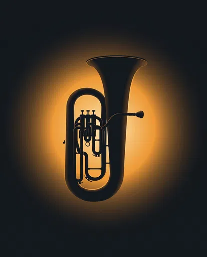 Backlit Tuba Silhouette on Dark Background