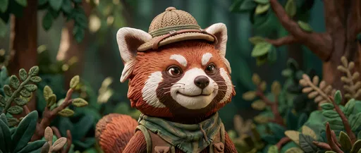 Claymation Red Panda Explorer Portrait