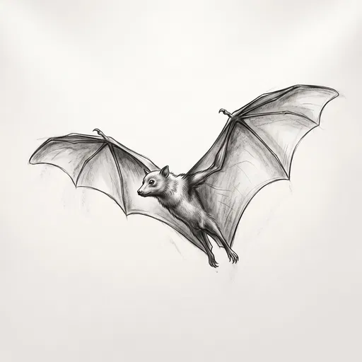Charcoal Sketch of Flying Fox Bat