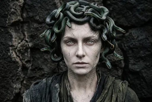 Portrait of Medusa with Green Snakes