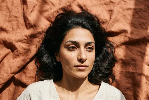 Woman Resting on Terracotta Linen