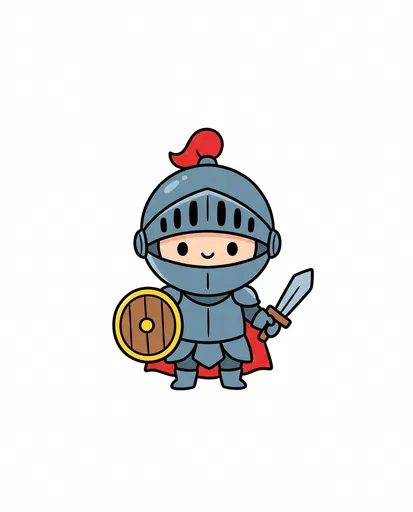 Cute Chibi Knight Cartoon Illustration