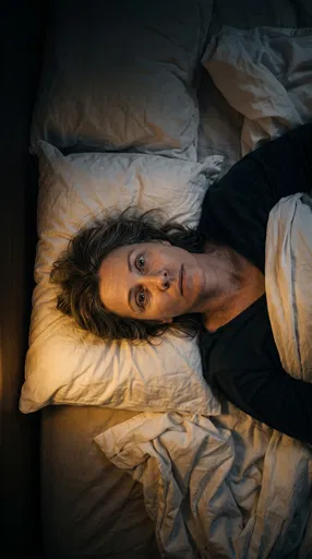 Woman Lying Awake in Bed at Night