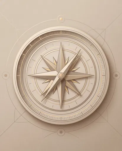 Minimal Beige and Gold Compass Illustration