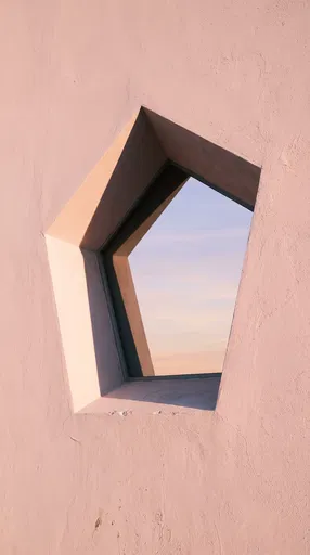 Pastel Pink Wall With Pentagonal Window