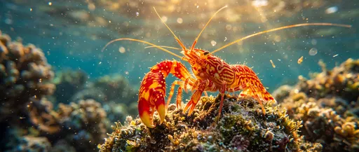 Red and Yellow Pistol Shrimp Underwater
