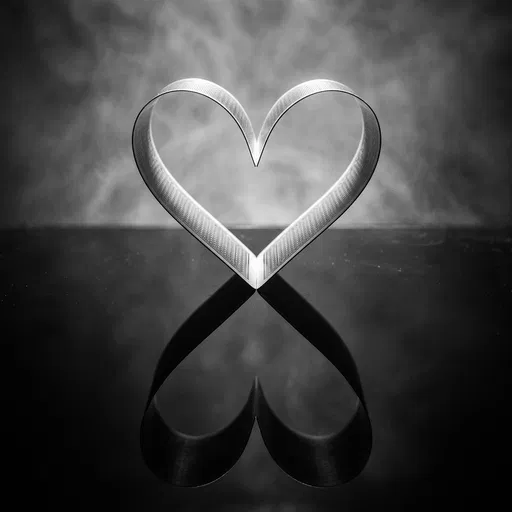 Monochrome Playing Cards Forming Heart Shape