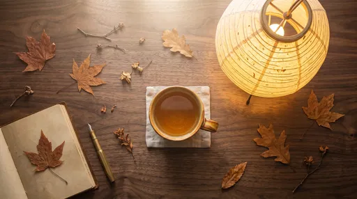 Cozy Autumn Desk with Paper Lantern