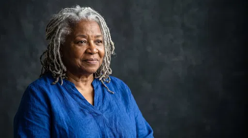 Senior Black Woman with Silver Locs
