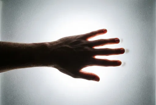 Backlit Hand Silhouette on Frosted Glass
