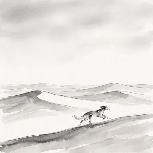Minimalist Ink Wash Saluki in Desert