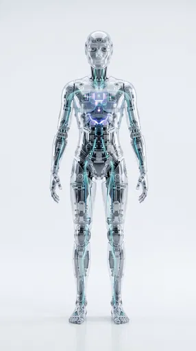 Translucent Humanoid Robot Full Body Studio Shot