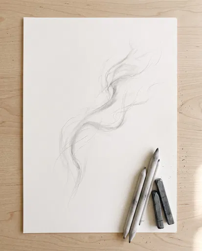 Minimalist Graphite Smoke Sketch Flat Lay