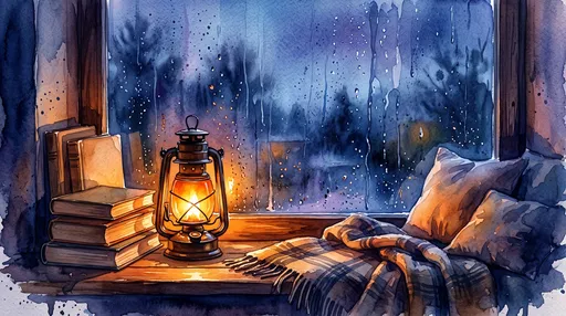 Cozy Rainy Window Seat With Lantern