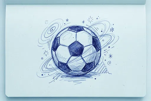 Blue Ballpoint Pen Soccer Ball Sketch
