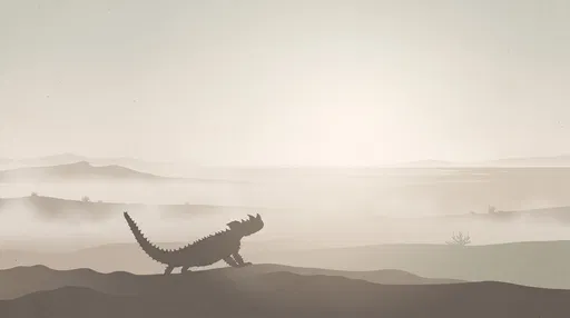 Minimalist Spiny Lizard Desert Silhouette