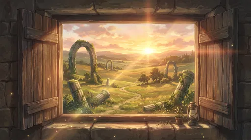 Anime Window View of Sunset Ruins