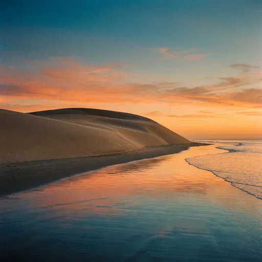Serene Coastal Sand Dune at Sunset