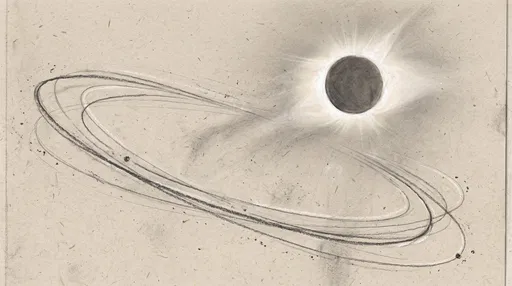 Charcoal Drawing of Solar Eclipse and Orbits