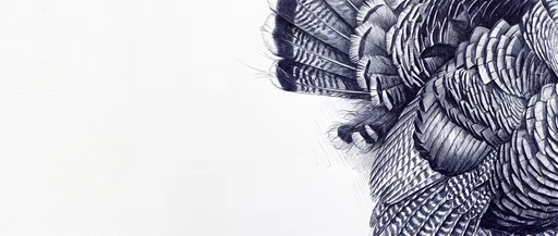 Blue Ink Turkey Feathers Illustration
