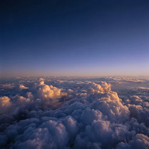 Aerial View of Clouds at Dusk