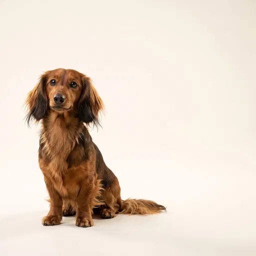 Long-Haired Dachshund Studio Portrait