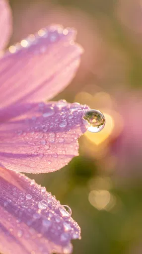 Pink Flower Petals With Heart Bokeh