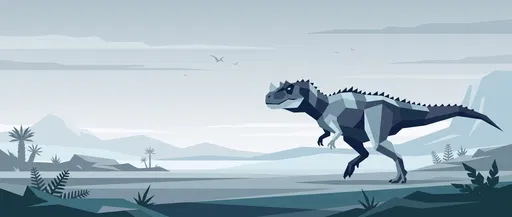 Geometric Ceratosaurus in Prehistoric Landscape