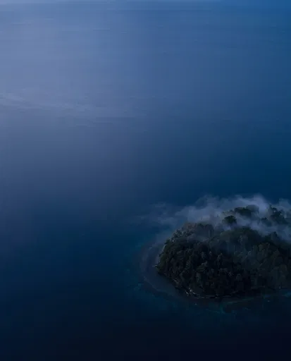 Misty Tropical Island at Blue Hour