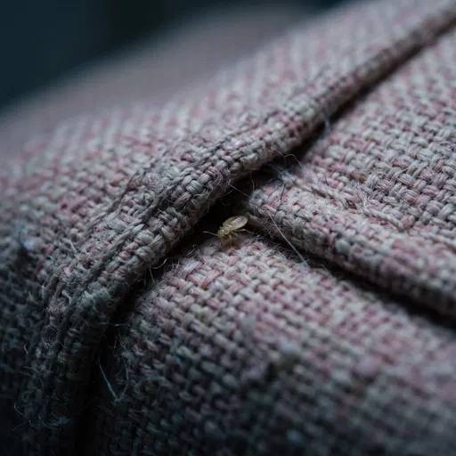 Bed Bug Nymph on Woven Upholstery Seam