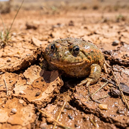 Desert Frog on Cracked Mud