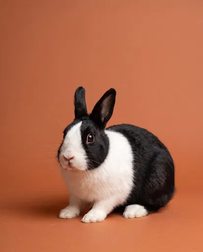 Black and White Dutch Rabbit Portrait