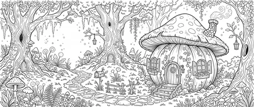 Whimsical Pumpkin Fairy Cottage Coloring Page