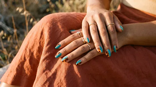 Hands With Turquoise Tortoiseshell Nail Art