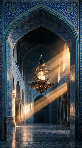 Crescent Chandelier in Blue Tiled Archway