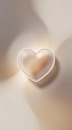 Frosted Glass Heart Icon on Beige