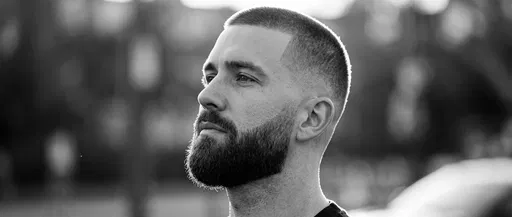 Monochrome Portrait of Man with Buzz Cut