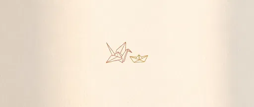 Minimalist Origami Crane and Paper Boat Illustration