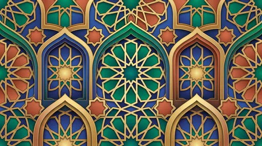Geometric Islamic Arch and Star Pattern