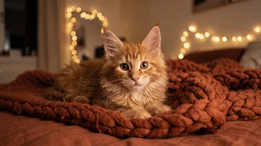 Ginger Maine Coon Kitten on Blanket