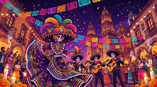 Day of the Dead Plaza Procession Illustration