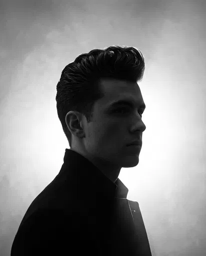 Monochrome Silhouette Portrait Of Man With Pompadour