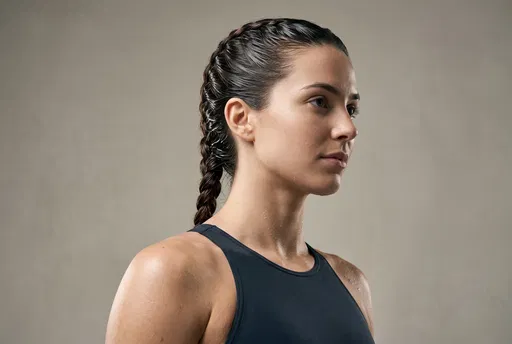 Studio Portrait of Swimmer with Wet Braid