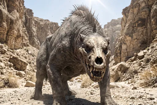 Skull-Snouted Monster in Desert Canyon