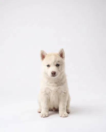 White Siberian Husky Puppy Studio Portrait